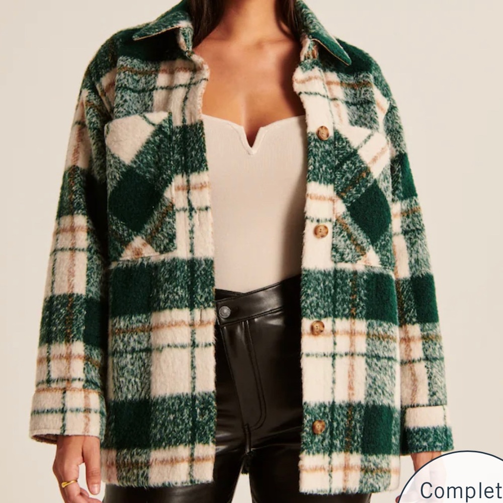 Green Plaid Shirt Jacket